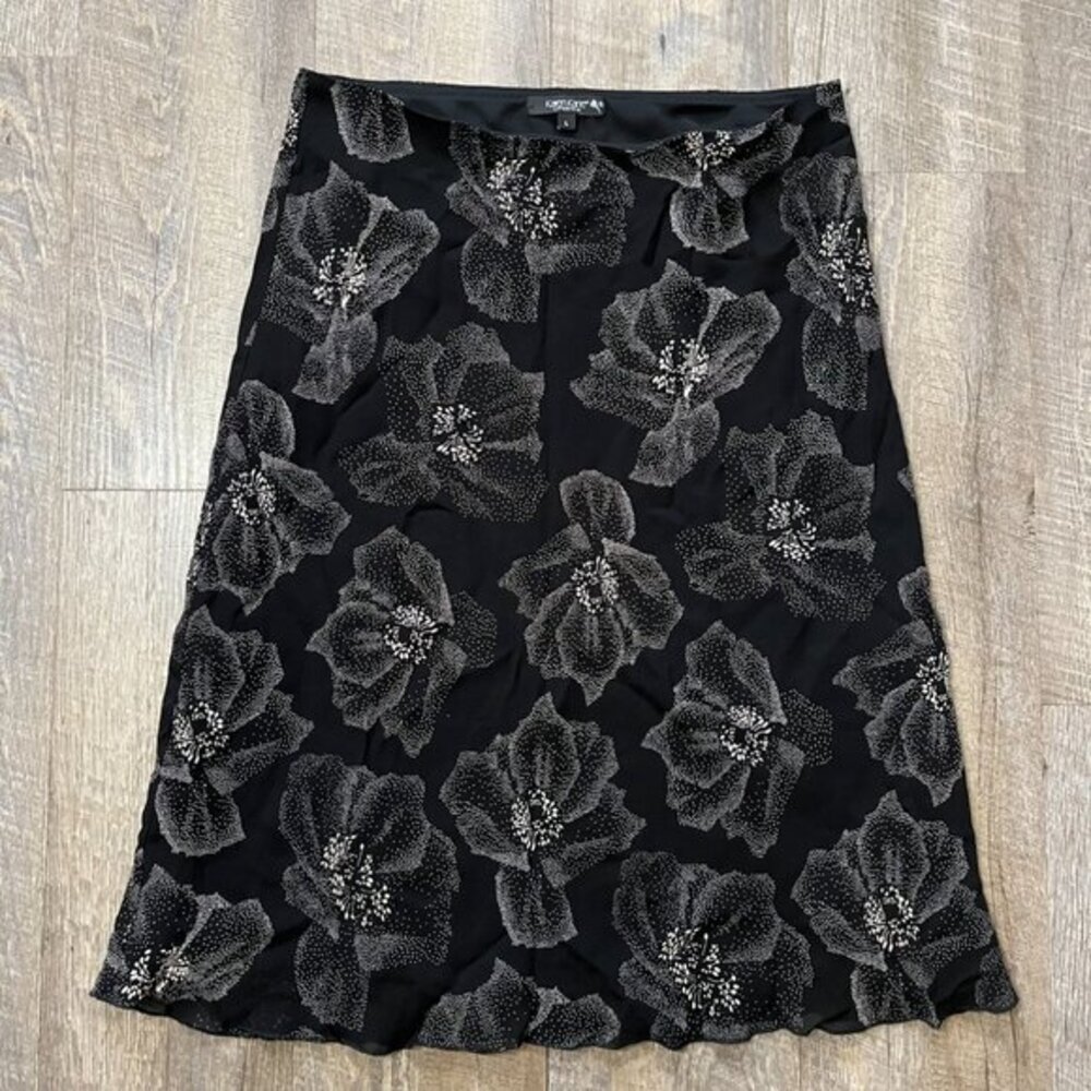 Karen Kane Black and White Floral Midi Skirt